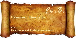 Csarnai Beatrix névjegykártya